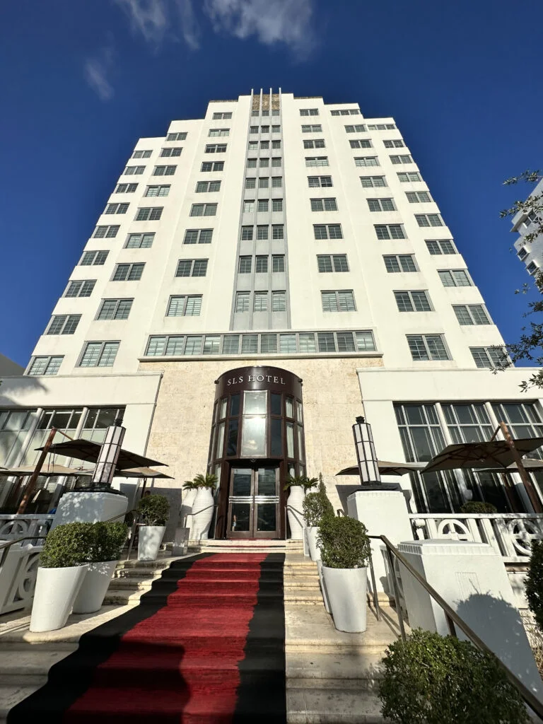 front facade of sls hotel south beach