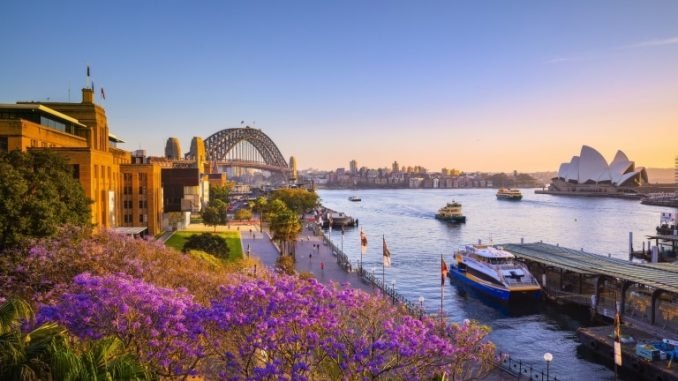 darling harbour with views of the sydney opera house and sydney harbour bridge