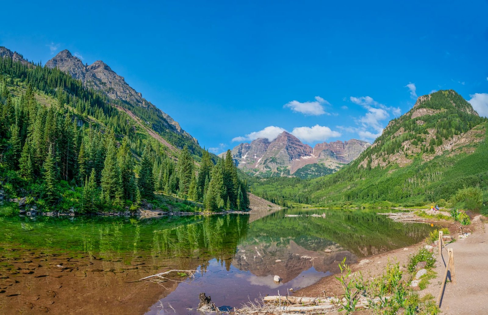 Green Trees Near Lake Under Blue Sky