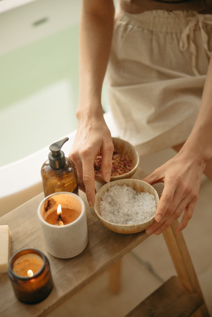 Person holding a Wooden Bowl of Salt