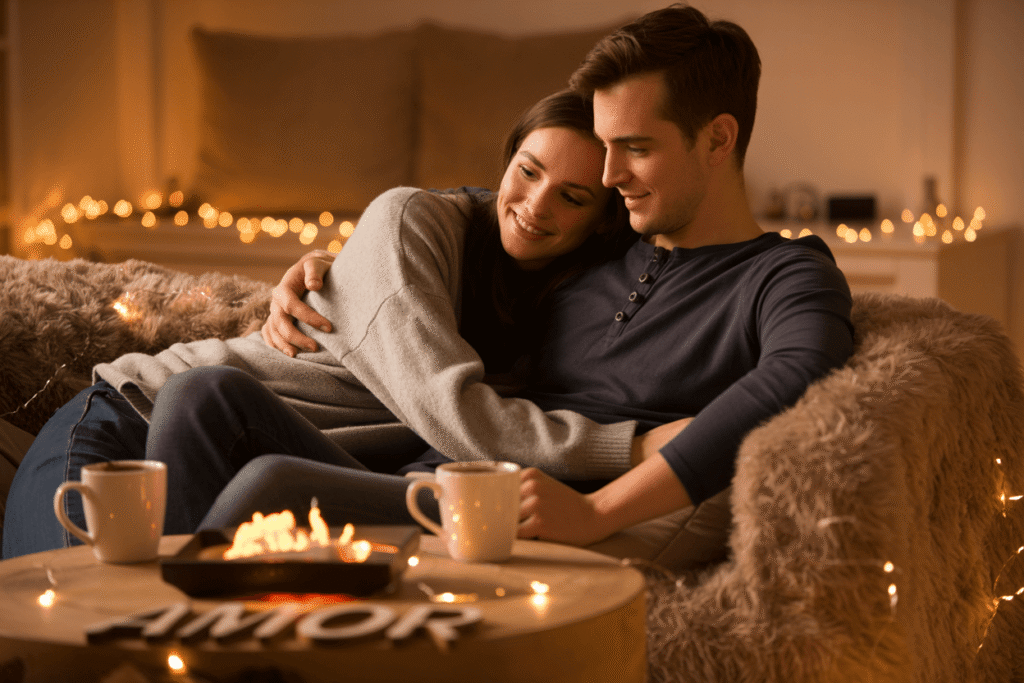 a cozy couple on a low-energy date