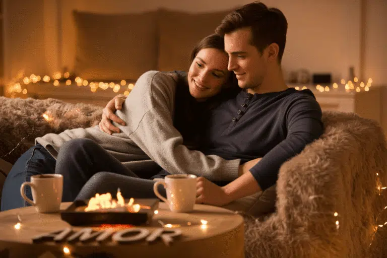 a cozy couple on a low-energy date