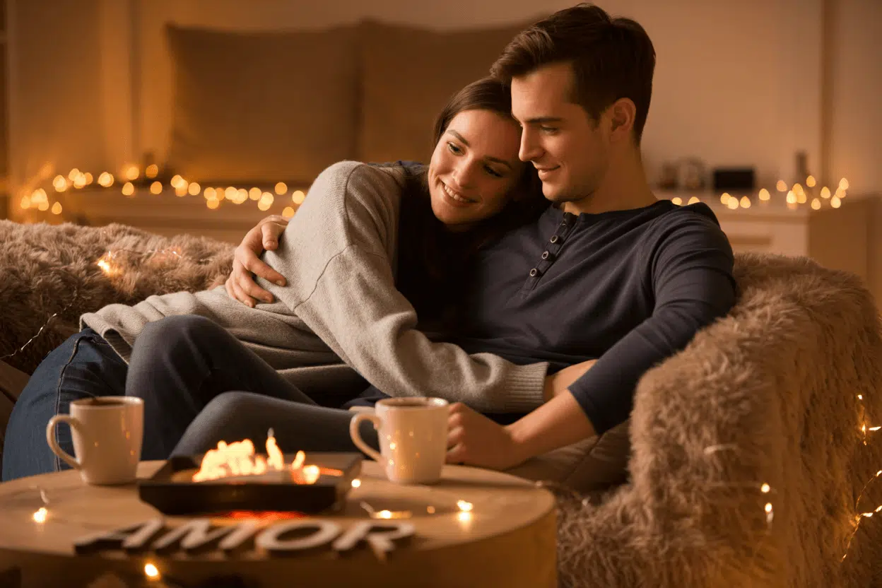 a cozy couple on a low-energy date