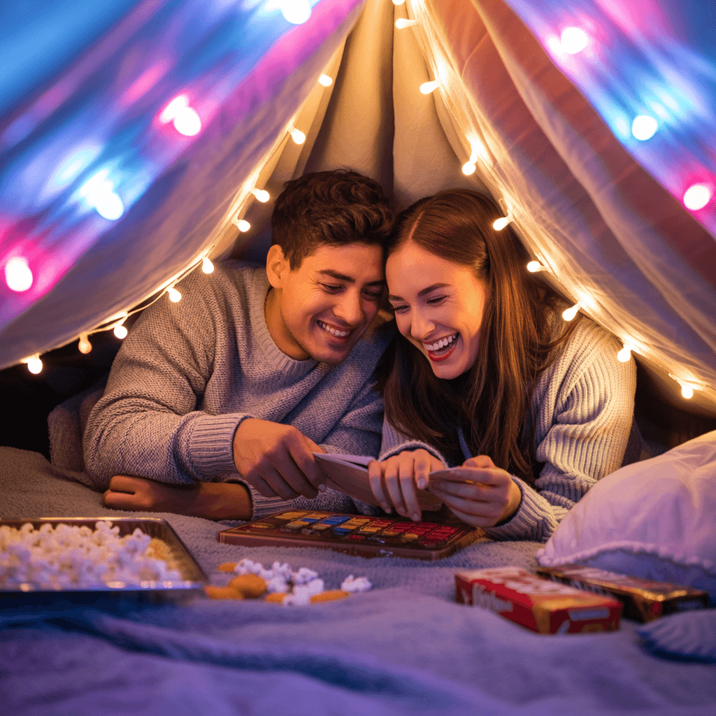 cute couple in a tent on a lazy date