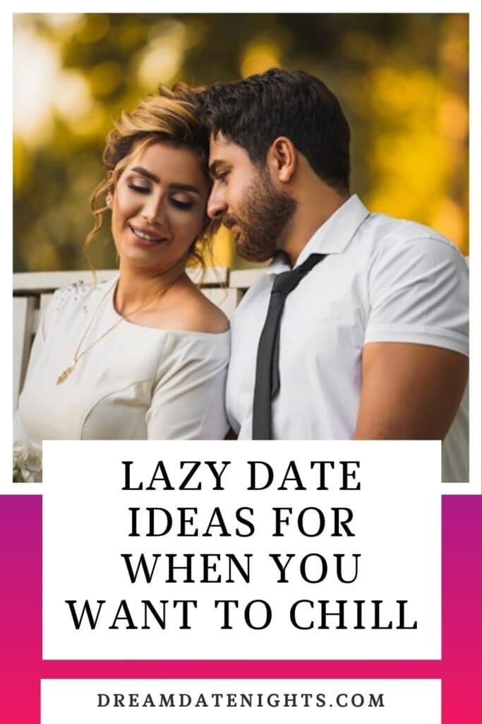 a couple outside leaning closely on lazy date ideas for when you want to chill